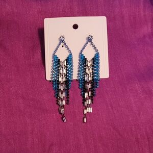 Elegant Blue and Silver Dangle Earrings